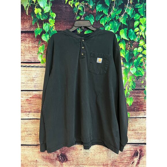 Carhartt Long Sleeve Henley Original Loose Fit Pocket Shirt Tee Mens XL Fits 3XL - Picture 1 of 4